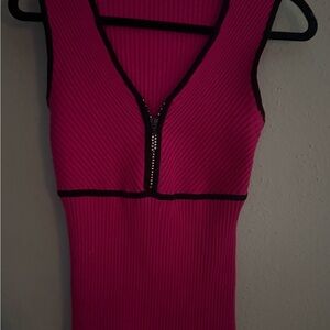 Belldini Fuchsia Ribbed Tank Top with Zipper